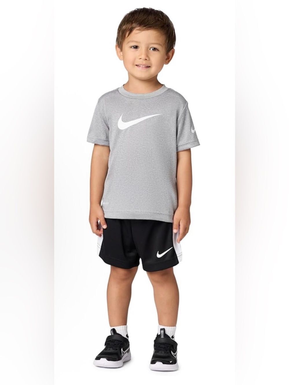 Nike Gray & Black Baby Boys' Athletic Tee and Shorts Set, 12 Months, NWT - Picture 3 of 5